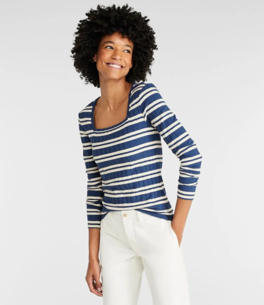 "Women's Signature Ribbed Square-Neck Top"-L.L.Bean Fashion