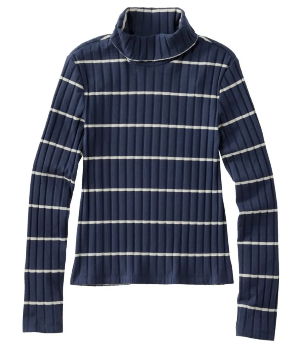 "Women's Signature Ribbed Turtleneck, Stripe"-L.L.Bean Flash Sale
