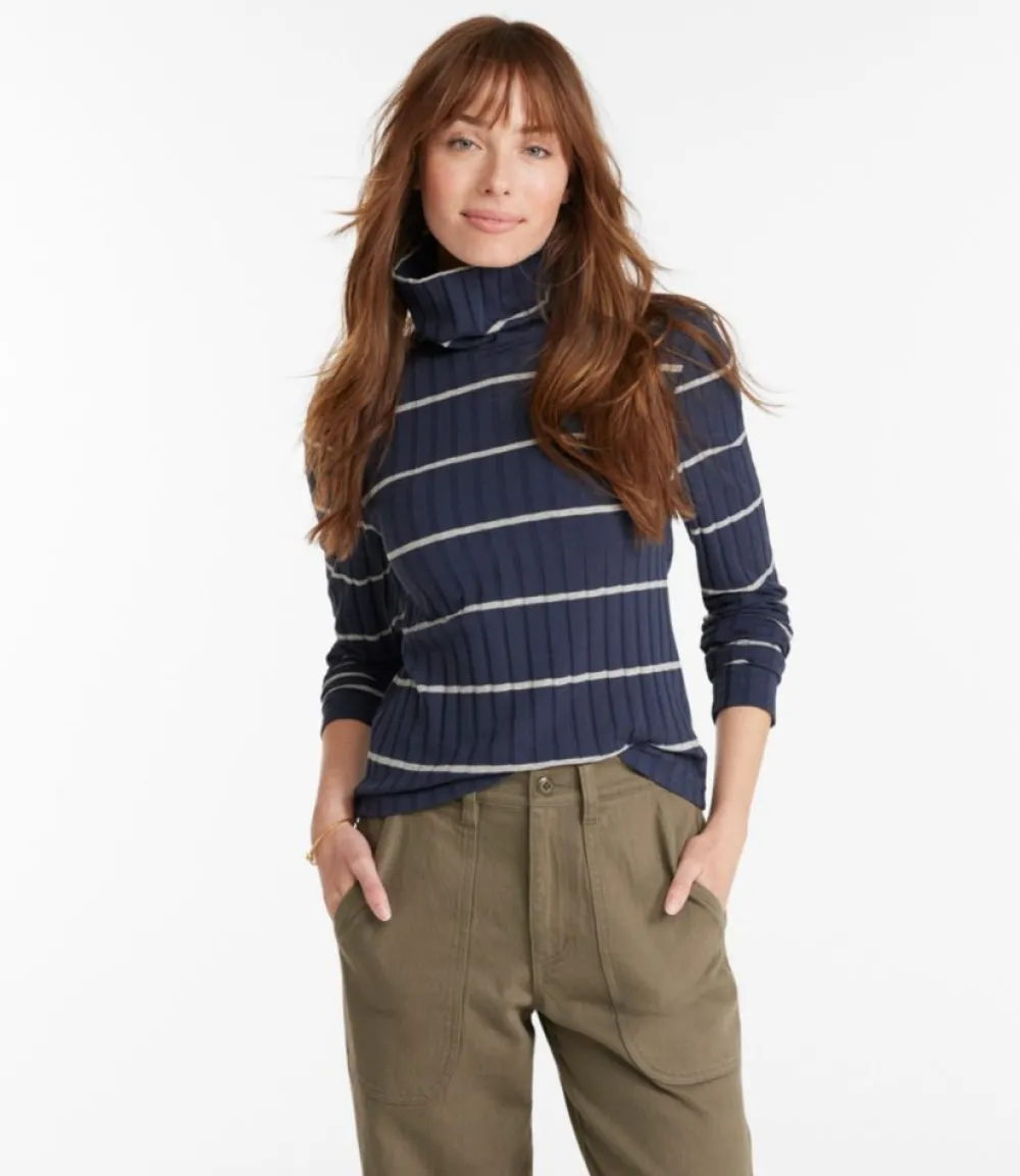 "Women's Signature Ribbed Turtleneck, Stripe"-L.L.Bean Flash Sale