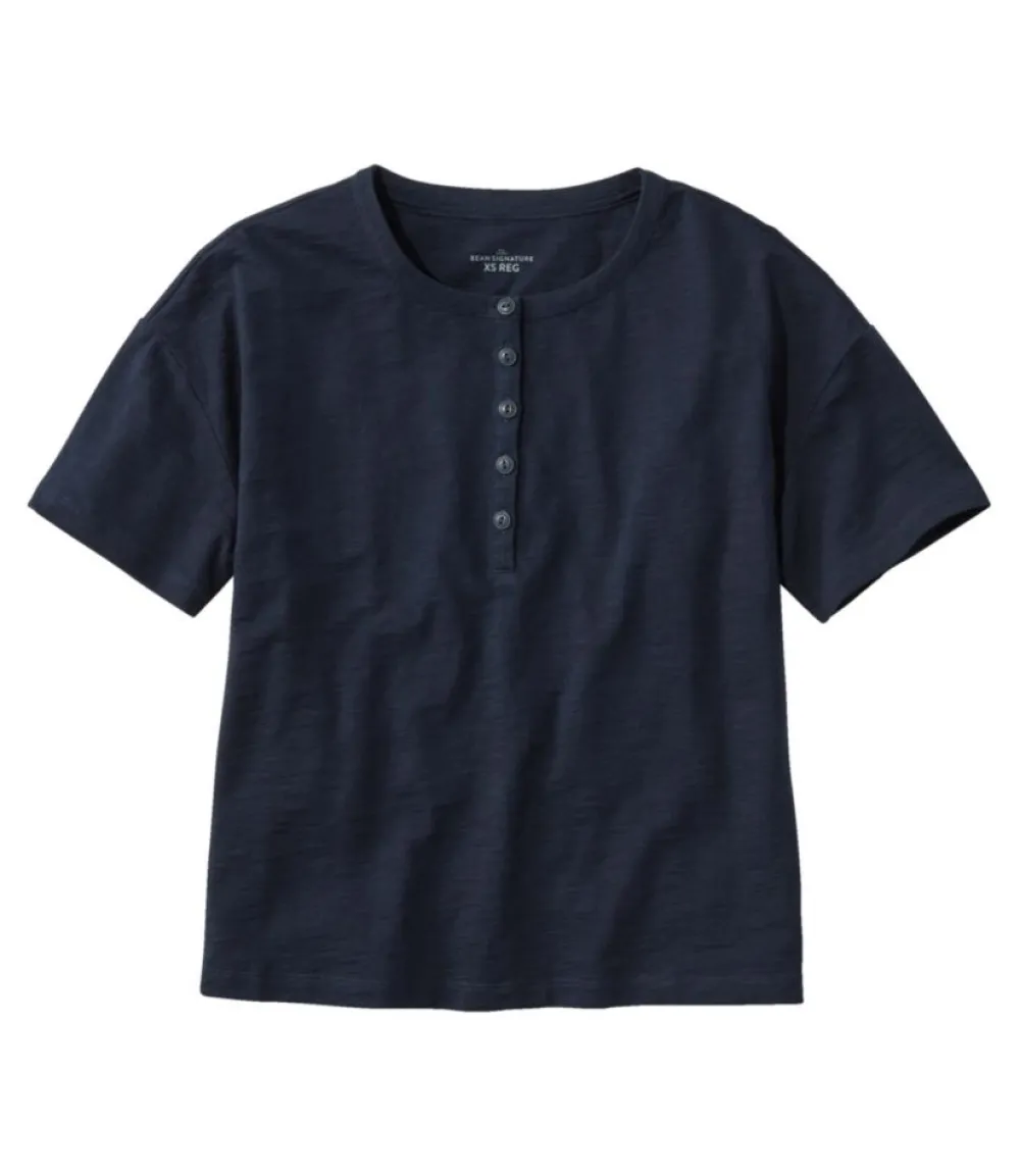 "Women's Signature Slub Tee, Short-Sleeve Henley"-L.L.Bean Hot