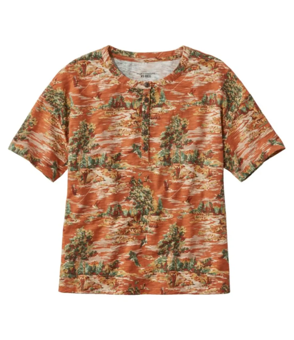 "Women's Signature Slub Tee, Short-Sleeve Henley Novelty"-L.L.Bean Best