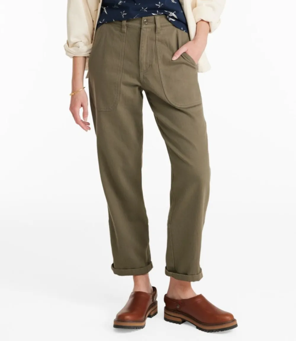 "Women's Signature Washed Cotton Barrel Pants, High-Rise Tapered Leg"-L.L.Bean Hot