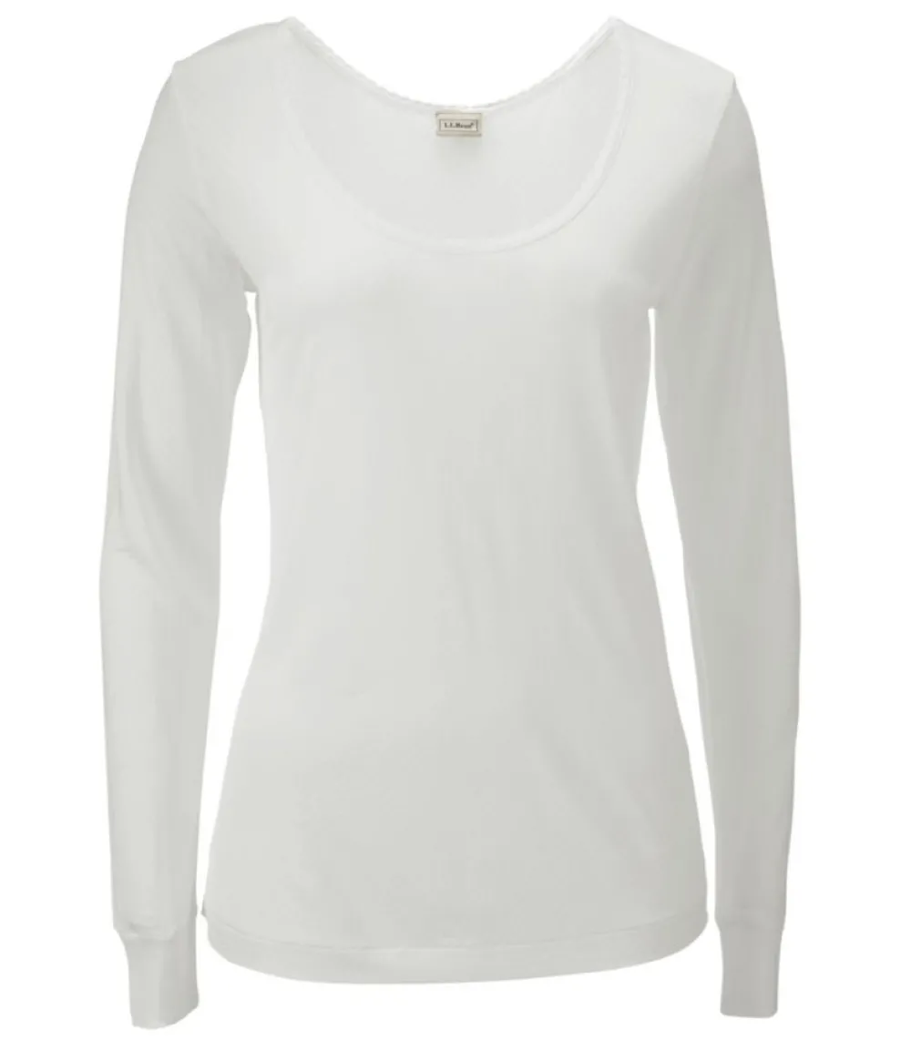"Women's Silk Pointelle, Long-Sleeve Scoopneck"-L.L.Bean Cheap