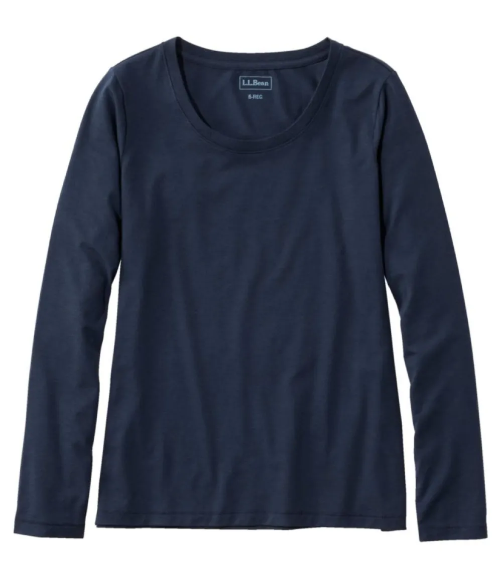 "Women's Soft Stretch Supima Tee, Scoopneck Long-Sleeve"-L.L.Bean Flash Sale