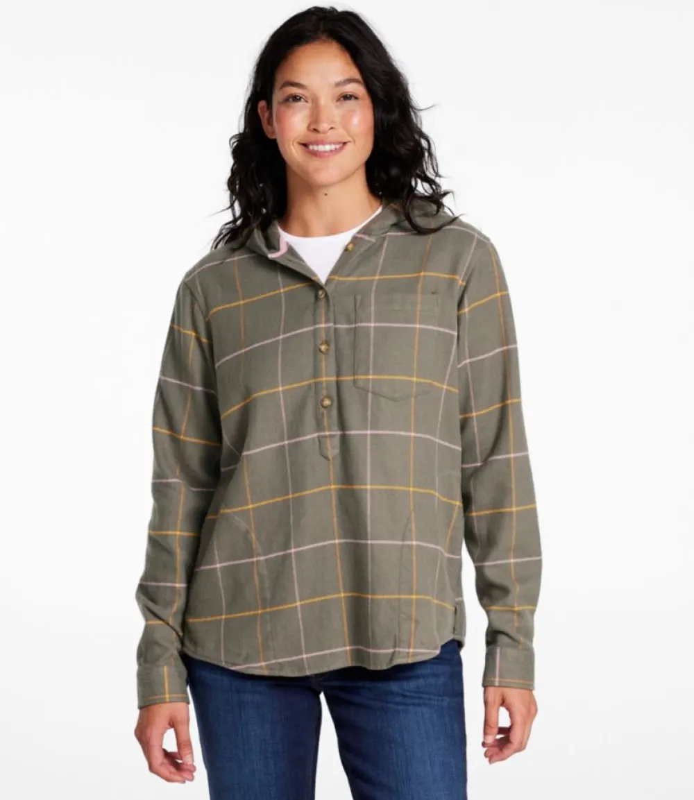 "Women's Soft-Brushed Flannel Hoodie"-L.L.Bean New