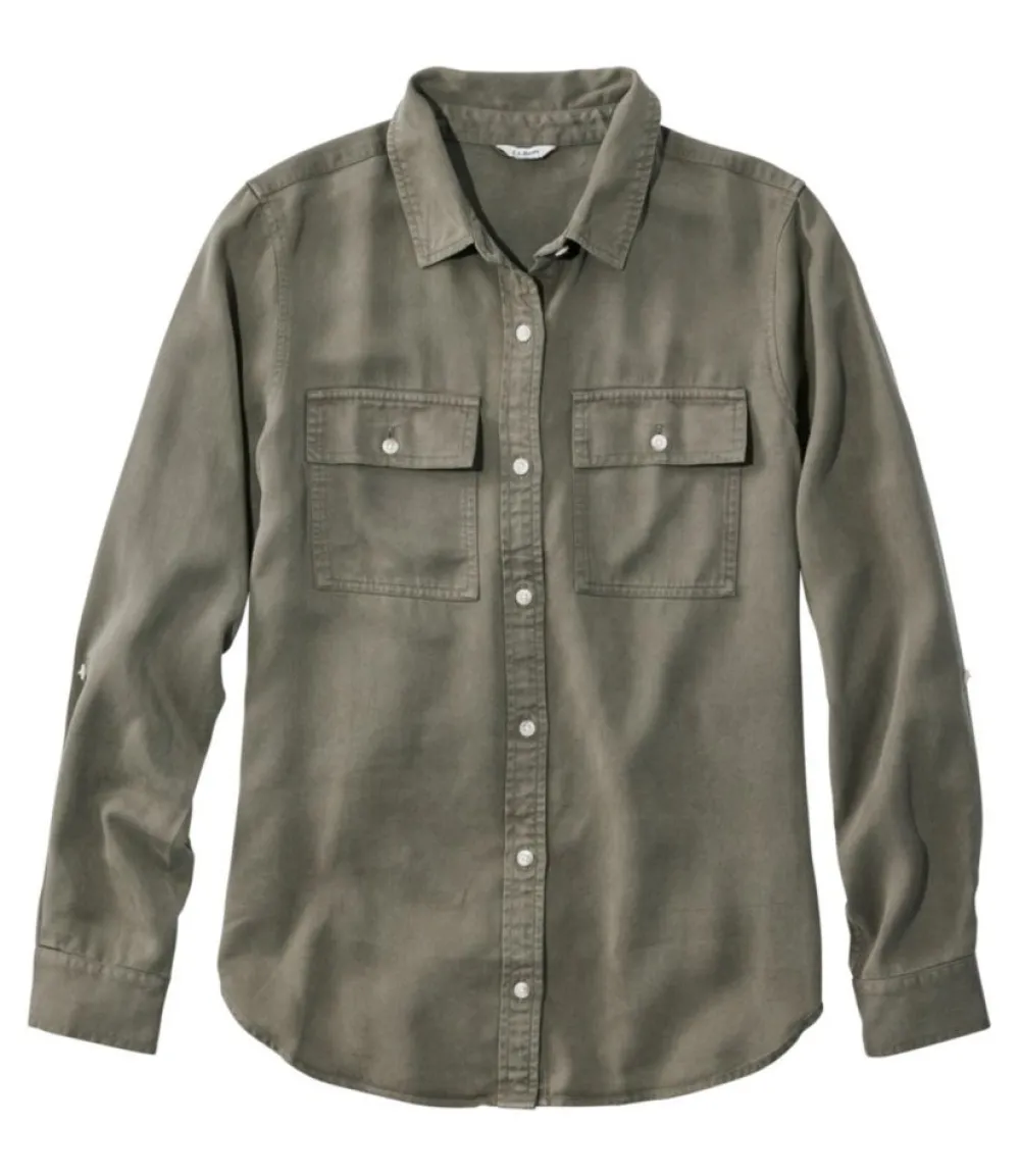 "Women's Soft-Washed Tencel Utility Shirt"-L.L.Bean New