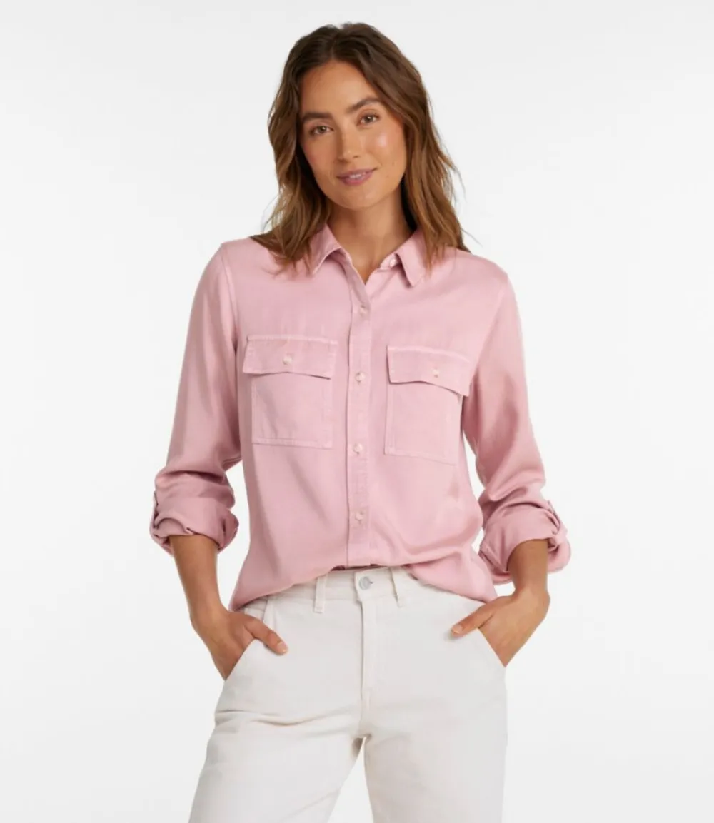 "Women's Soft-Washed Tencel Utility Shirt"-L.L.Bean New