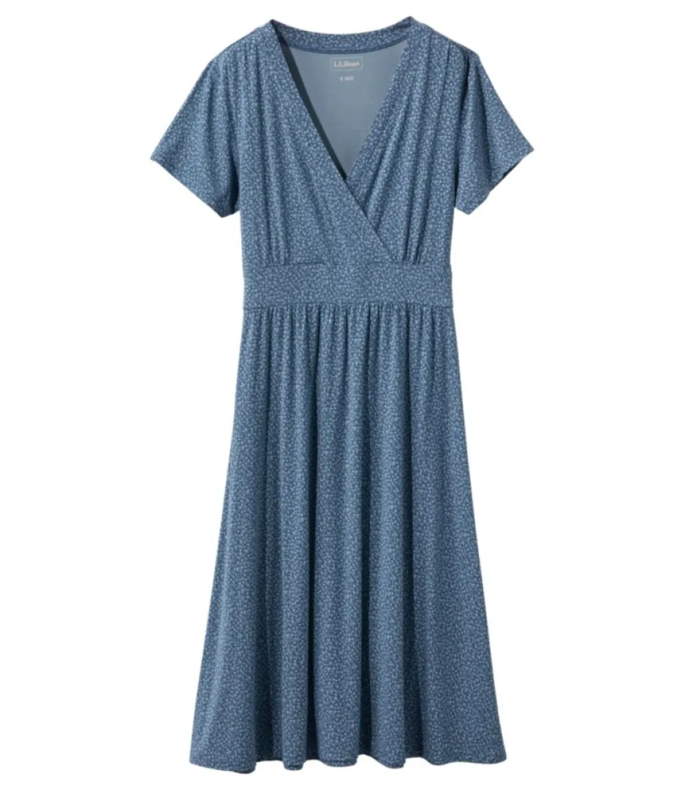 "Women's Summer Knit Dress, Short-Sleeve Print"-L.L.Bean Sale