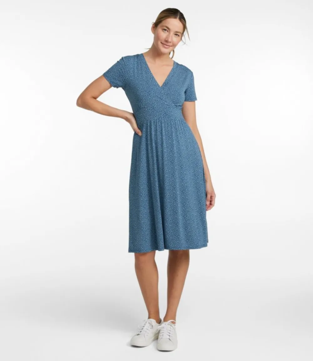 "Women's Summer Knit Dress, Short-Sleeve Print"-L.L.Bean Sale