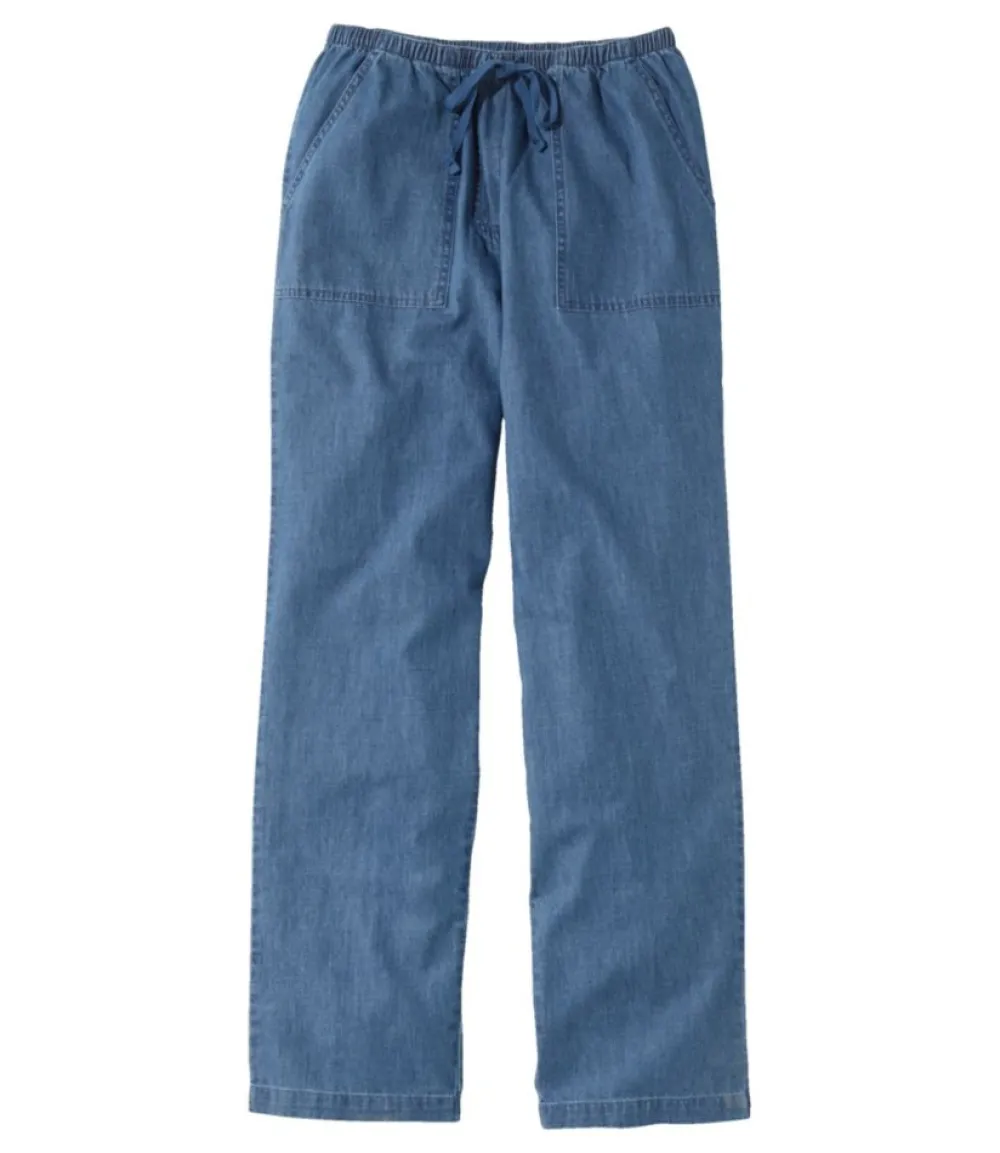"Women's Sunwashed Denim Pants, Straight-Leg"-L.L.Bean Online