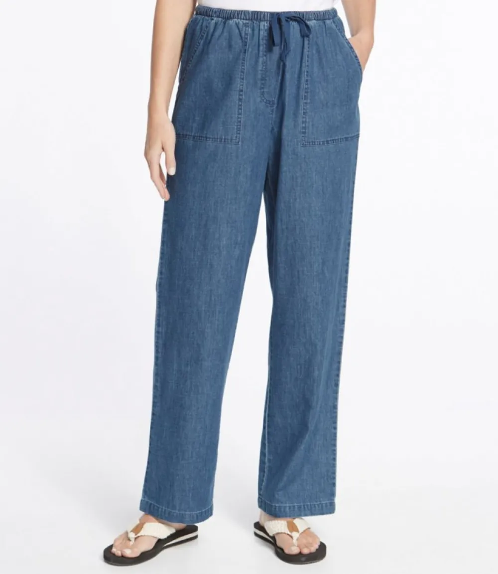 "Women's Sunwashed Denim Pants, Straight-Leg"-L.L.Bean Online