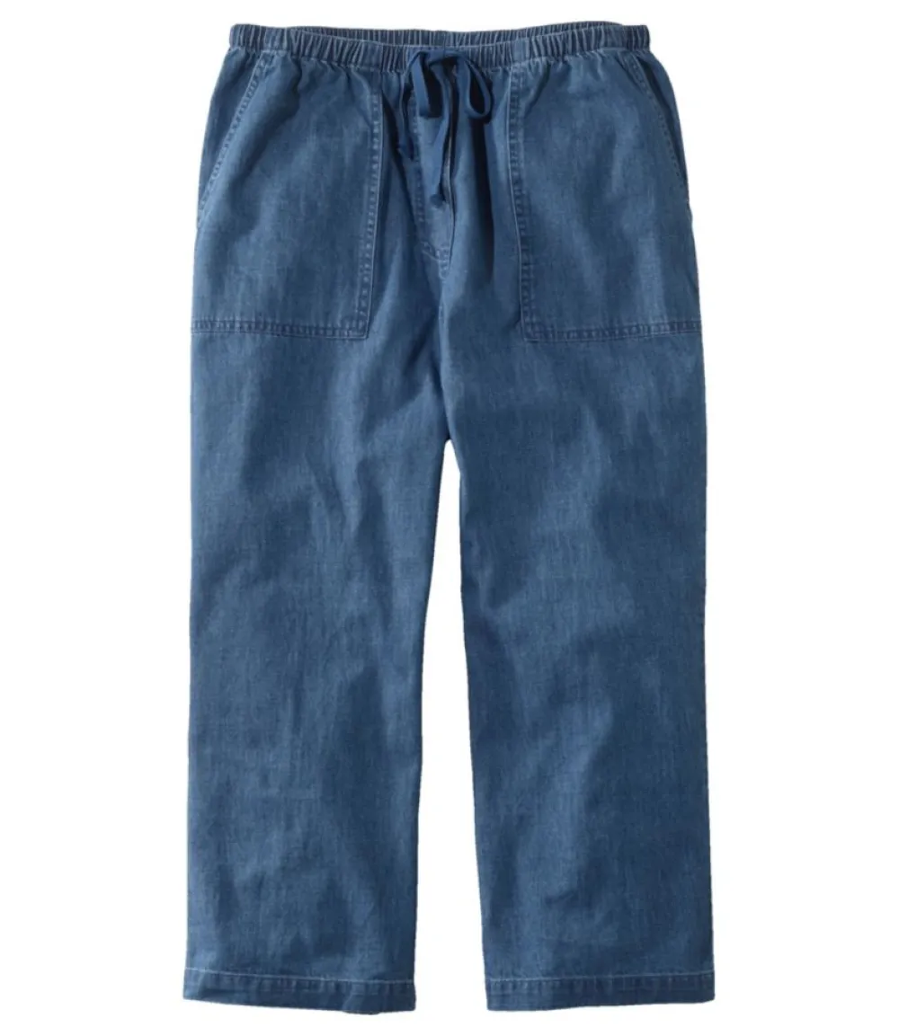 "Women's Sunwashed Pants, Denim Straight-Leg Crop"-L.L.Bean Store