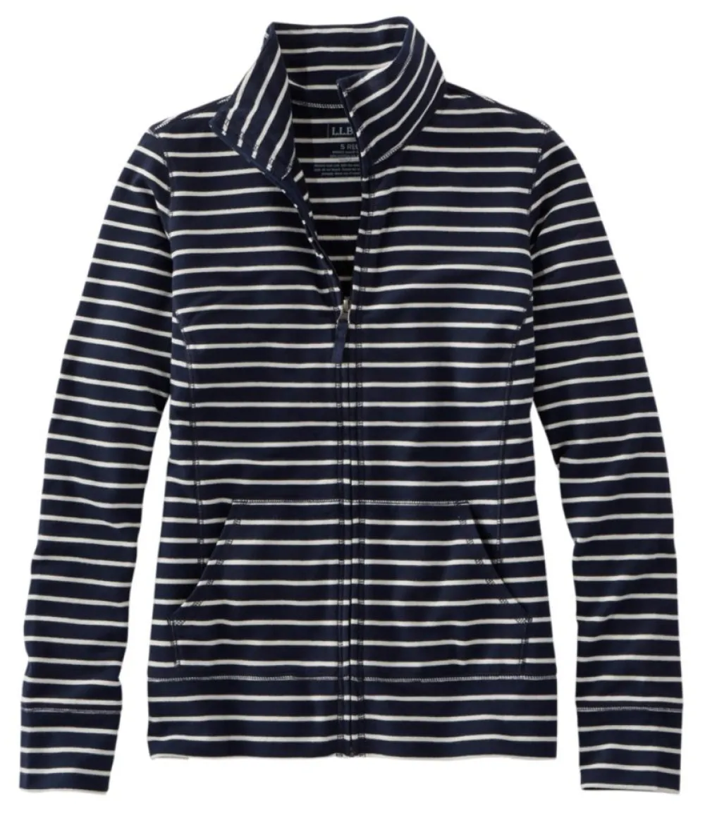 "Women's Ultrasoft Sweats, Full-Zip Mock-Neck Jacket Stripe"-L.L.Bean Hot