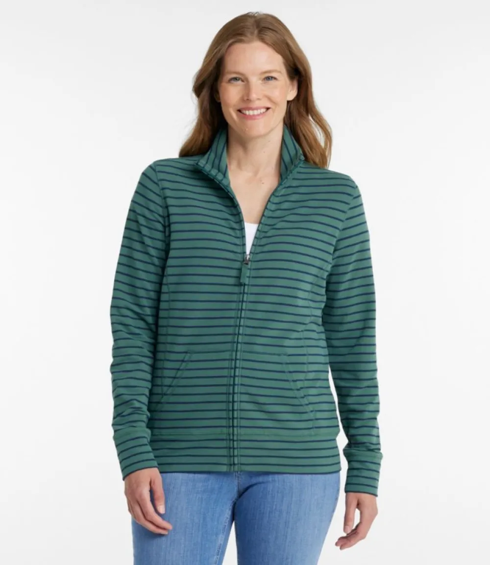 "Women's Ultrasoft Sweats, Full-Zip Mock-Neck Jacket Stripe"-L.L.Bean Hot