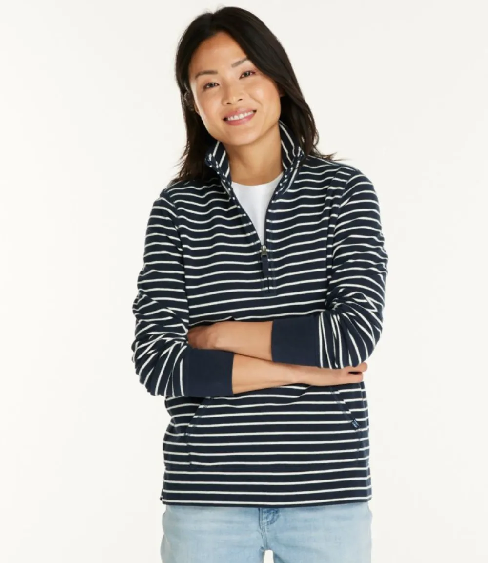 "Women's Ultrasoft Sweats, Quarter-Zip Pullover Stripe"-L.L.Bean Shop