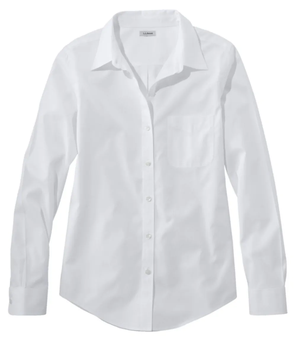 "Women's Wrinkle-Free Pinpoint Oxford Shirt, Long-Sleeve Relaxed Fit"-L.L.Bean Fashion